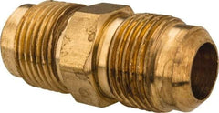 Parker - 5/8" Tube OD, 45° Brass Flared Tube Union - 7/8-14 UNF, Flare x Flare Ends - Industrial Tool & Supply
