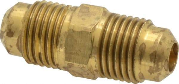 Parker - 5/16" Tube OD, 45° Brass Flared Tube Union - 1/2-20 UNF, Flare x Flare Ends - Industrial Tool & Supply