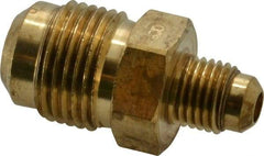 Parker - 1/2 x 1/4" Tube OD, 45° Brass Flared Tube Union - 3/4-16 UNF, Flare x Flare Ends - Industrial Tool & Supply