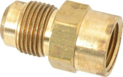 Parker - 5/8" Tube OD, 45° Brass Flared Tube Female Connector - 1/2-14 NPTF, Flare x FNPTF Ends - Industrial Tool & Supply