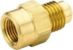 Parker - 1/2" Tube OD, 45° Brass Flared Tube Female Connector - 3/4-14 NPTF, Flare x FNPTF Ends - Industrial Tool & Supply