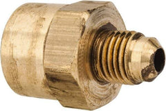 Parker - 1/4" Tube OD, 45° Brass Flared Tube Female Connector - 3/8-18 NPTF, Flare x FNPTF Ends - Industrial Tool & Supply