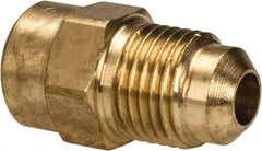 Parker - 5/16" Tube OD, 45° Brass Flared Tube Female Connector - 1/8-27 NPTF, Flare x FNPTF Ends - Industrial Tool & Supply