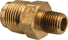 Parker - 5/8" Tube OD, 45° Brass Flared Tube Male Connector - 1/4-18 NPTF, Flare x MNPTF Ends - Industrial Tool & Supply