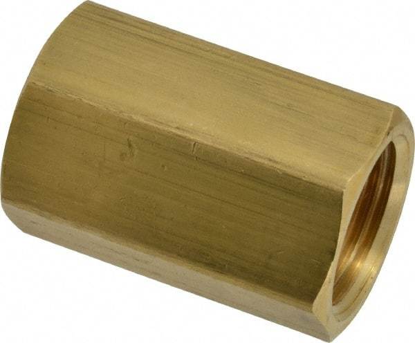 Parker - 5/8" Tube OD, 45° Brass Flared Tube Union Female To Female - 7/8-14 UNF, Flare x Flare Ends - Industrial Tool & Supply
