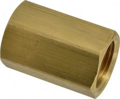 Parker - 5/8" Tube OD, 45° Brass Flared Tube Union Female To Female - 7/8-14 UNF, Flare x Flare Ends - Industrial Tool & Supply