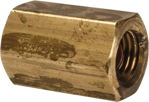 Parker - 1/4" Tube OD, 45° Brass Flared Tube Union Female To Female - 7/16-20 UNF, Flare x Flare Ends - Industrial Tool & Supply