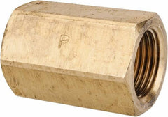 Parker - 3/8" Tube OD, 45° Brass Flared Tube Union Female To Female - 5/8-18 UNF, Flare x Flare Ends - Industrial Tool & Supply
