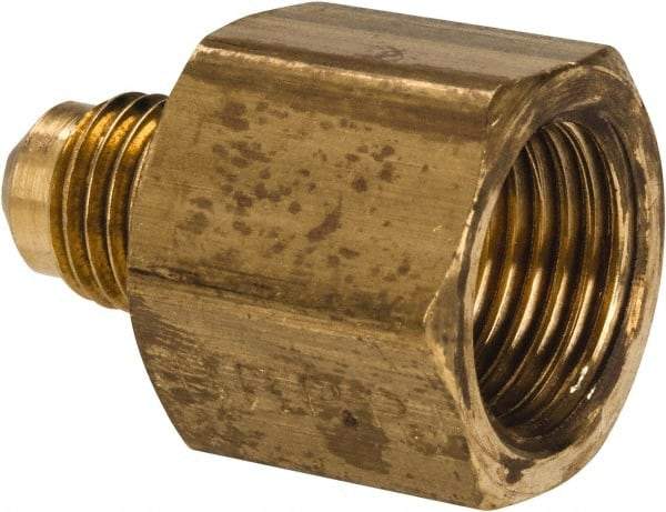 Parker - 1/4 x 3/8" Tube OD, 45° Brass Flared Tube Male Flare To Female Flare - 5/8-18 UNF, Flare x Flare Ends - Industrial Tool & Supply