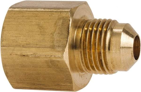 Parker - 3/8 x 1/2" Tube OD, 45° Brass Flared Tube Male Flare To Female Flare - 3/4-16 UNF, Flare x Flare Ends - Industrial Tool & Supply