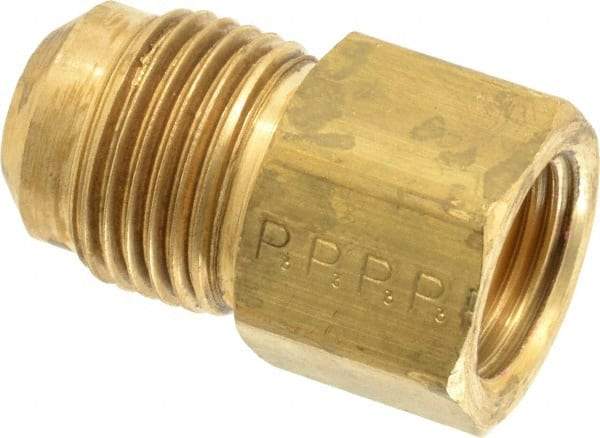 Parker - 1/2 x 3/8" Tube OD, 45° Brass Flared Tube Male Flare To Female Flare - 5/8-18 UNF, Flare x Flare Ends - Industrial Tool & Supply