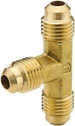 Parker - 1/4" Tube OD, 45° Brass Flared Tube Union Tee - 7/16-20 UNF, Flare x Flare x Flare Ends - Industrial Tool & Supply