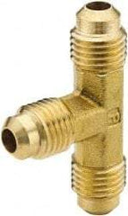 Parker - 1/4" Tube OD, 45° Brass Flared Tube Union Tee - 7/16-20 UNF, Flare x Flare x Flare Ends - Industrial Tool & Supply