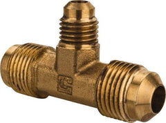 Parker - 3/8 x 3/8 x 1/4" Tube OD, 45° Brass Flared Tube Union Tee - Flare x Flare x Flare Ends - Industrial Tool & Supply