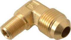 Parker - 3/8" Tube OD, 45° Brass Flared Tube Male Elbow - 1/8-27 NPTF, Flare x MNPTF Ends - Industrial Tool & Supply