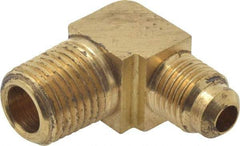 Parker - 1/4" Tube OD, 45° Brass Flared Tube Extended Male Elbow - 1/4-18 NPTF, Flare x MNPTF Ends - Industrial Tool & Supply