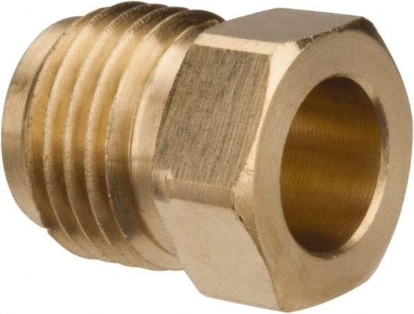Parker - 5/16" Tube OD, Brass Flared Tube Inverted Piloted Nut - 1/2-20 UNF, Flare Ends - Industrial Tool & Supply