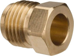 Parker - 5/16" Tube OD, Brass Flared Tube Inverted Piloted Nut - 1/2-20 UNF, Flare Ends - Industrial Tool & Supply