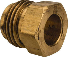 Parker - 3/8" Tube OD, Brass Flared Tube Inverted Piloted Nut - 5/8-18 UNF, Flare Ends - Industrial Tool & Supply