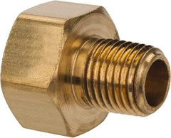 Parker - 1/2" Tube OD, Brass Flared Tube Inverted Male Connector - 1/4-18 NPTF, Flare x MNPTF Ends - Industrial Tool & Supply