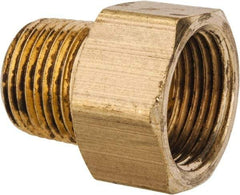 Parker - 1/2" Tube OD, Brass Flared Tube Inverted Male Connector - 3/8-18 NPTF, Flare x MNPTF Ends - Industrial Tool & Supply