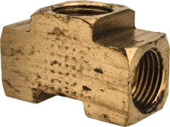 Parker - 1/4" Tube OD, Brass Flared Tube Inverted Union Tee - 7/16-24 UNF, Flare x Flare x Flare Ends - Industrial Tool & Supply