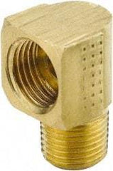 Parker - 3/8" Tube OD, Brass Flared Tube Inverted Male Elbow - 3/8-18 NPTF, Flare x MNPTF Ends - Industrial Tool & Supply