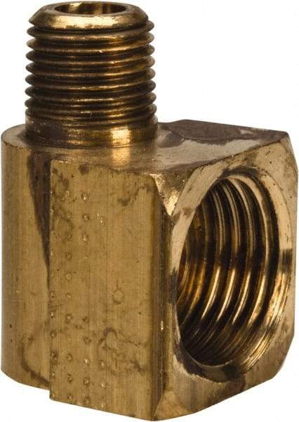 Parker - 3/8" Tube OD, Brass Flared Tube Inverted Male Elbow - 1/8-27 NPTF, Flare x MNPTF Ends - Industrial Tool & Supply