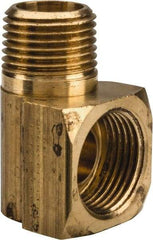 Parker - 1/2" Tube OD, Brass Flared Tube Inverted Male Elbow - 3/8-18 NPTF, Flare x MNPTF Ends - Industrial Tool & Supply