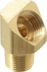 Parker - 1/4" Tube OD, Brass Flared Tube Inverted 45° Elbow - 1/8-27 NPTF, Flare x MNPTF Ends - Industrial Tool & Supply