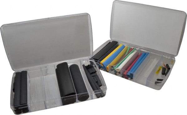 Alpha Wire - 147 Piece, Heat Shrink Electrical Tubing Kit - FEP, Nylon, Polyolefin, PTFE, PVC, PVDF, SR-XLPO and XLPO - Industrial Tool & Supply