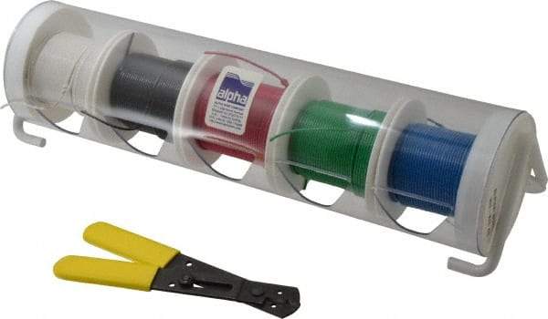 Alpha Wire - 24 AWG, 7 Strand, 500' OAL, Hook Up Wire - Black, Blue, Green, Red & White PVC Jacket, 0.057" Diam - Industrial Tool & Supply