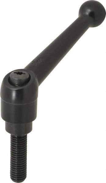 KIPP - M12 x 1.75, 25mm Hub Diam, Zinc Die Cast (Steel Components) Metric Threaded Stud Adjustable Clamping Lever - 40mm Stud Length, 108mm OAL, 67mm High - Industrial Tool & Supply