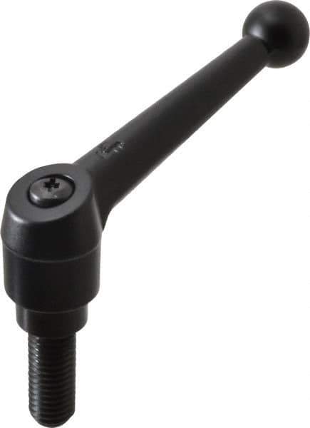 KIPP - 5/8-11, 1.18" Hub Diam, Zinc Die Cast (Steel Components) Threaded Stud Adjustable Clamping Lever - 1.57" Stud Length, 4.96" OAL, 3.11" High - Industrial Tool & Supply