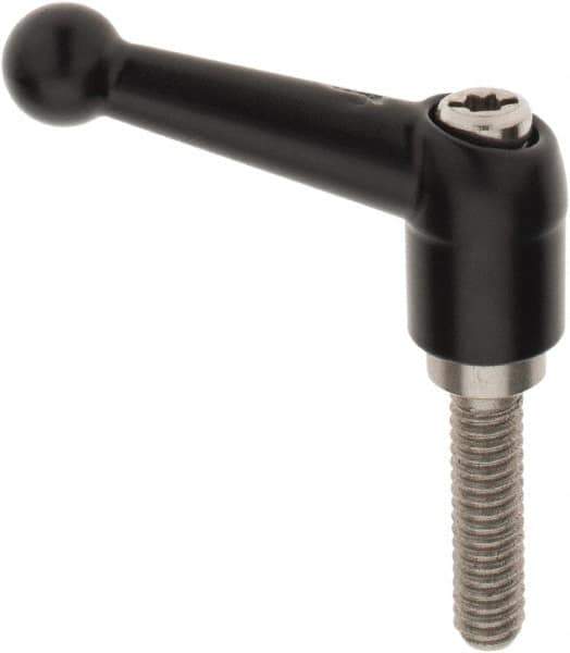 KIPP - 1/4-20, 13mm Hub Diam, Zinc Die Cast (Stainless Steel Components) Threaded Stud Adjustable Clamping Lever - 0.98" Stud Length, 46mm OAL, 32.5mm High - Industrial Tool & Supply