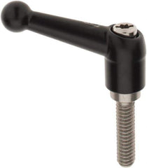KIPP - 1/4-20, 13mm Hub Diam, Zinc Die Cast (Stainless Steel Components) Threaded Stud Adjustable Clamping Lever - 0.98" Stud Length, 46mm OAL, 32.5mm High - Industrial Tool & Supply