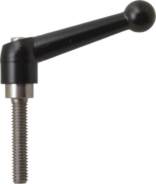 KIPP - 5/16-18, 0.71" Hub Diam, Zinc Die Cast (Stainless Steel Components) Threaded Stud Adjustable Clamping Lever - 1.57" Stud Length, 2.87" OAL, 1.79" High - Industrial Tool & Supply