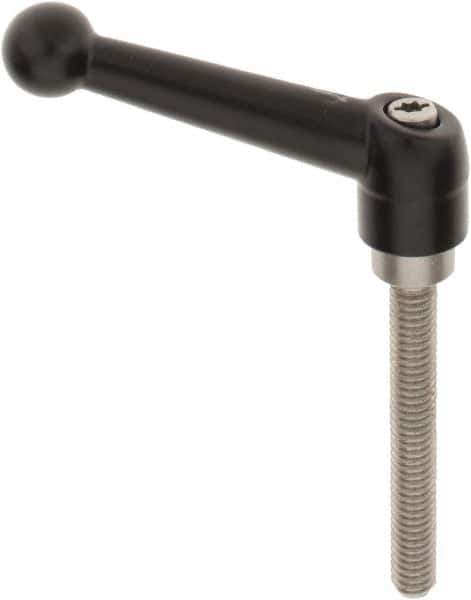 KIPP - 5/16-18, 0.71" Hub Diam, Zinc Die Cast (Stainless Steel Components) Threaded Stud Adjustable Clamping Lever - 2.36" Stud Length, 2.87" OAL, 1.79" High - Industrial Tool & Supply