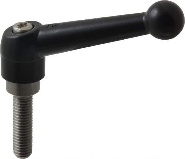 KIPP - M8 x 1.25, 18mm Hub Diam, Zinc Die Cast (Stainless Steel Components) Metric Threaded Stud Adjustable Clamping Lever - 30mm Stud Length, 73mm OAL, 45.5mm High - Industrial Tool & Supply