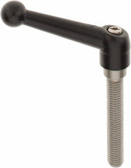 KIPP - M10 x 1.5, 18mm Hub Diam, Zinc Die Cast (Stainless Steel Components) Metric Threaded Stud Adjustable Clamping Lever - 60mm Stud Length, 73mm OAL, 45.5mm High - Industrial Tool & Supply