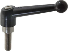 KIPP - 3/8-16, 0.83" Hub Diam, Zinc Die Cast (Stainless Steel Components) Threaded Stud Adjustable Clamping Lever - 1.18" Stud Length, 3.54" OAL, 2.26" High - Industrial Tool & Supply