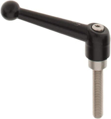 KIPP - 3/8-16, 0.83" Hub Diam, Zinc Die Cast (Stainless Steel Components) Threaded Stud Adjustable Clamping Lever - 1.97" Stud Length, 3.54" OAL, 2.26" High - Industrial Tool & Supply