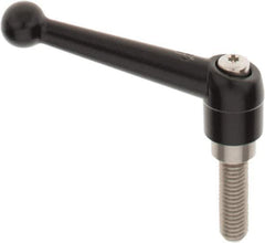 KIPP - 1/2-13, 0.98" Hub Diam, Zinc Die Cast (Stainless Steel Components) Threaded Stud Adjustable Clamping Lever - 1.57" Stud Length, 4-1/4" OAL, 2.64" High - Industrial Tool & Supply