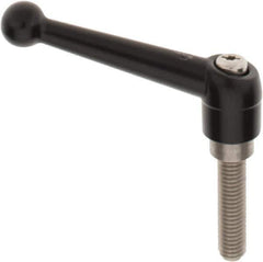 KIPP - 1/2-13, 0.98" Hub Diam, Zinc Die Cast (Stainless Steel Components) Threaded Stud Adjustable Clamping Lever - 1.97" Stud Length, 4-1/4" OAL, 2.64" High - Industrial Tool & Supply