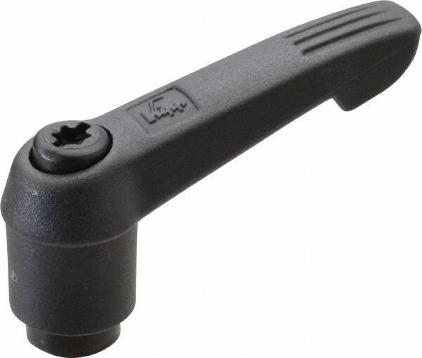 KIPP - M5 x 0.8, 13mm Hub Diam, Glass Fiber (Steel Components) Tapped Adjustable Clamping Lever - 47mm OAL, 30mm High, 9mm Hole Depth - Industrial Tool & Supply