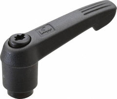 KIPP - M5 x 0.8, 13mm Hub Diam, Glass Fiber (Steel Components) Tapped Adjustable Clamping Lever - 47mm OAL, 30mm High, 9mm Hole Depth - Industrial Tool & Supply