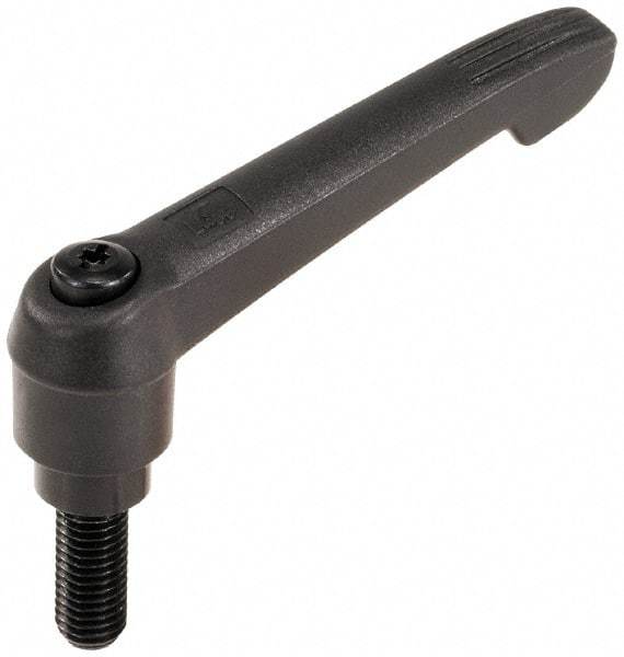 KIPP - 3/8-16, 1" Hub Diam, Glass Fiber (Steel Components) Threaded Stud Adjustable Clamping Lever - 1.18" Stud Length, 4.29" OAL, 2.4" High - Industrial Tool & Supply