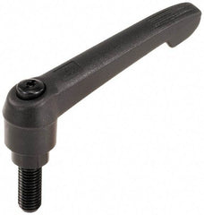 KIPP - 3/8-16, 0.71" Hub Diam, Glass Fiber (Steel Components) Threaded Stud Adjustable Clamping Lever - 0.59" Stud Length, 2.95" OAL, 1.63" High - Industrial Tool & Supply