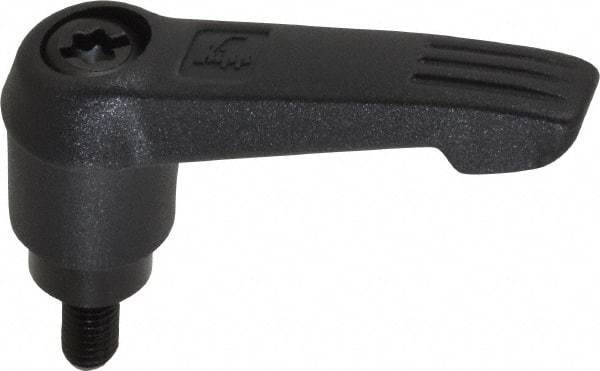 KIPP - #10-32, 0.51" Hub Diam, Glass Fiber (Steel Components) Threaded Stud Adjustable Clamping Lever - 0.39" Stud Length, 1.85" OAL, 1.18" High - Industrial Tool & Supply