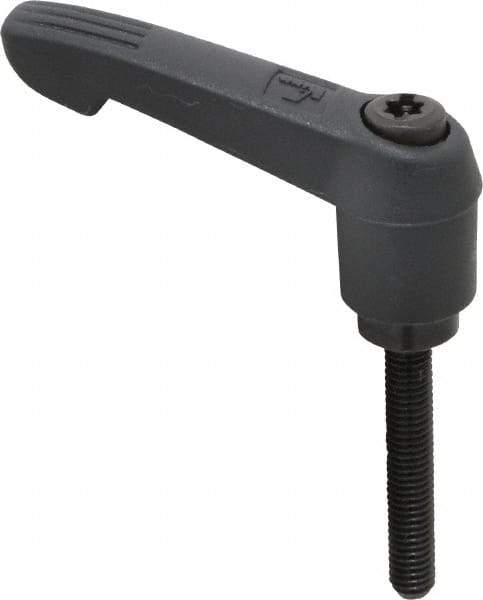 KIPP - #10-32, 0.51" Hub Diam, Glass Fiber (Steel Components) Threaded Stud Adjustable Clamping Lever - 1.18" Stud Length, 1.85" OAL, 1.18" High - Industrial Tool & Supply